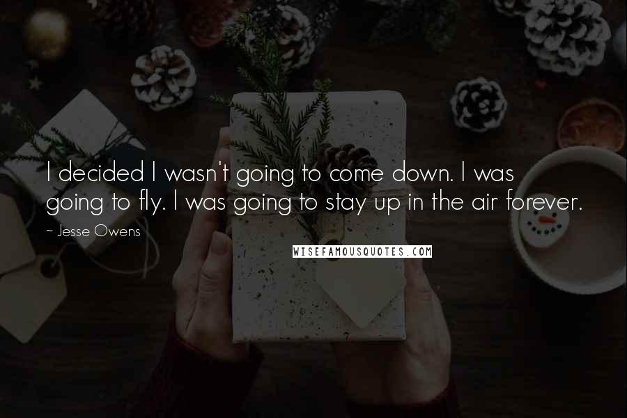 Jesse Owens Quotes: I decided I wasn't going to come down. I was going to fly. I was going to stay up in the air forever.