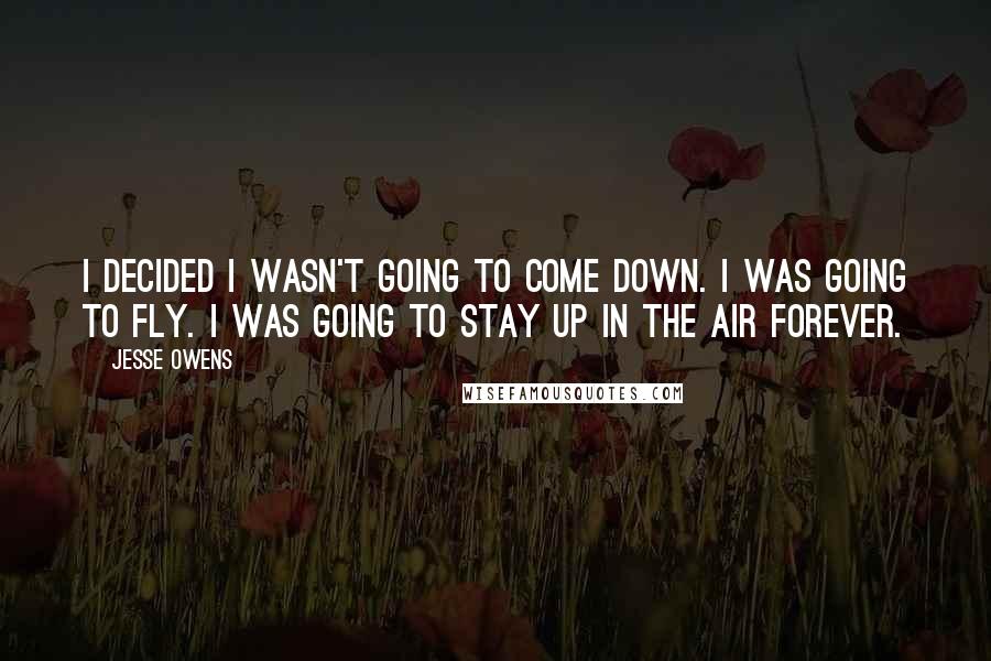 Jesse Owens Quotes: I decided I wasn't going to come down. I was going to fly. I was going to stay up in the air forever.