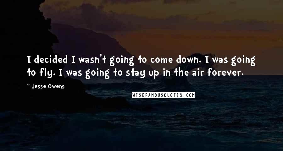 Jesse Owens Quotes: I decided I wasn't going to come down. I was going to fly. I was going to stay up in the air forever.