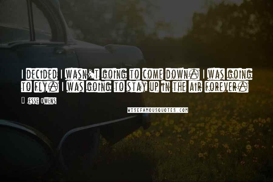 Jesse Owens Quotes: I decided I wasn't going to come down. I was going to fly. I was going to stay up in the air forever.