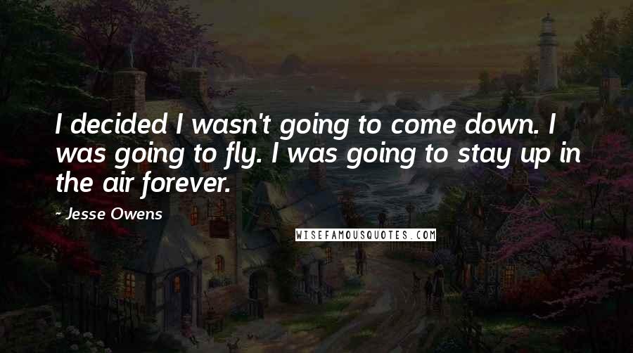 Jesse Owens Quotes: I decided I wasn't going to come down. I was going to fly. I was going to stay up in the air forever.