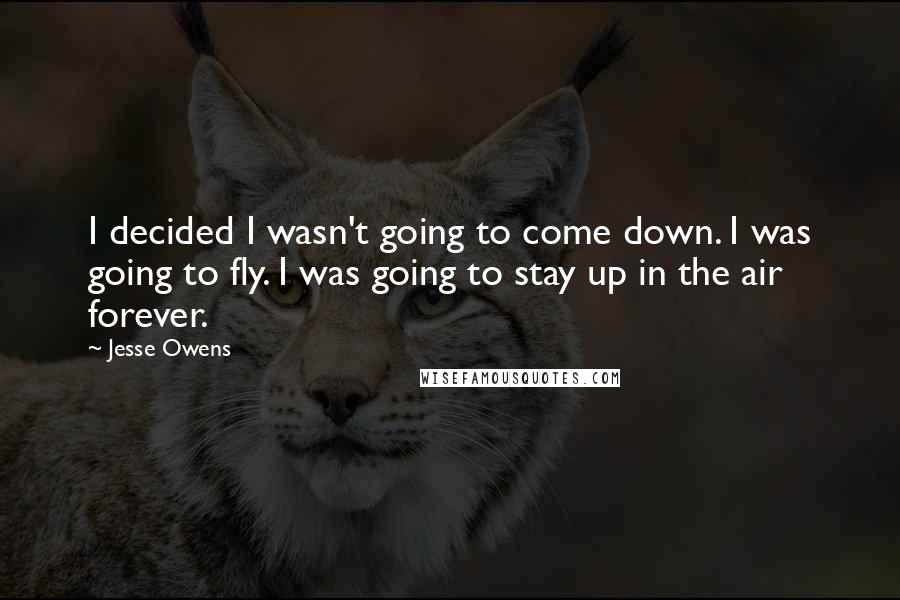 Jesse Owens Quotes: I decided I wasn't going to come down. I was going to fly. I was going to stay up in the air forever.