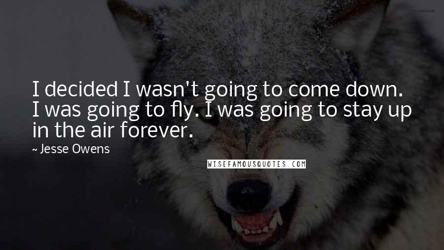 Jesse Owens Quotes: I decided I wasn't going to come down. I was going to fly. I was going to stay up in the air forever.