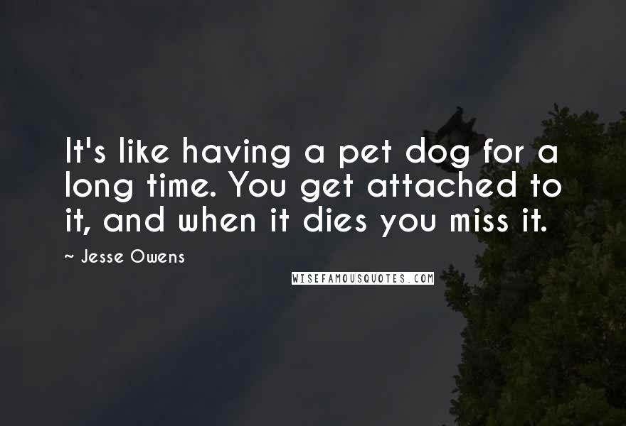 Jesse Owens Quotes: It's like having a pet dog for a long time. You get attached to it, and when it dies you miss it.