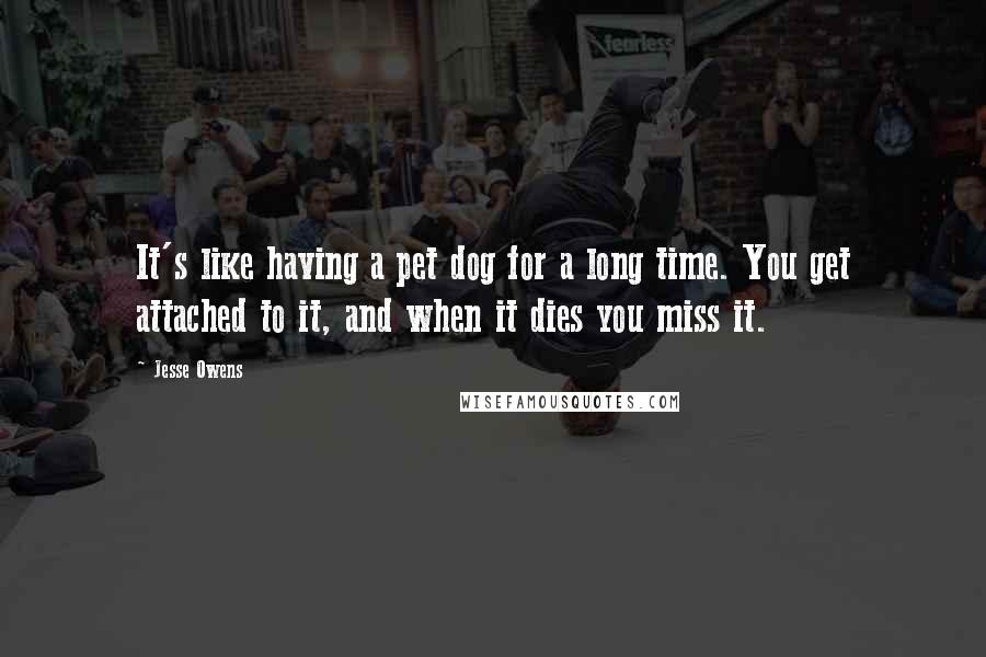 Jesse Owens Quotes: It's like having a pet dog for a long time. You get attached to it, and when it dies you miss it.