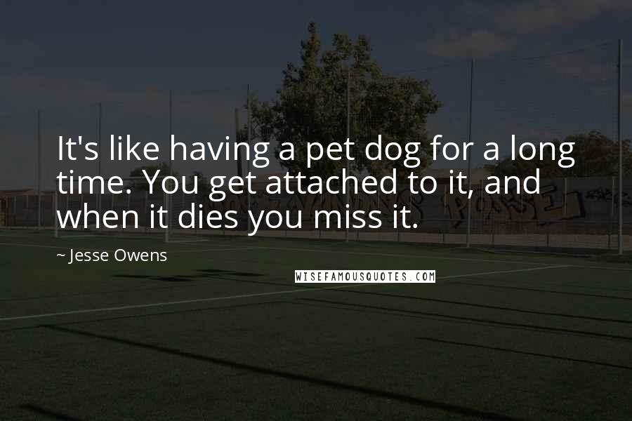 Jesse Owens Quotes: It's like having a pet dog for a long time. You get attached to it, and when it dies you miss it.