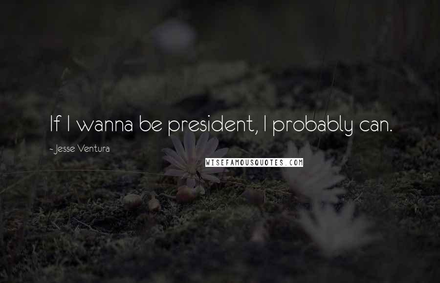 Jesse Ventura Quotes: If I wanna be president, I probably can.