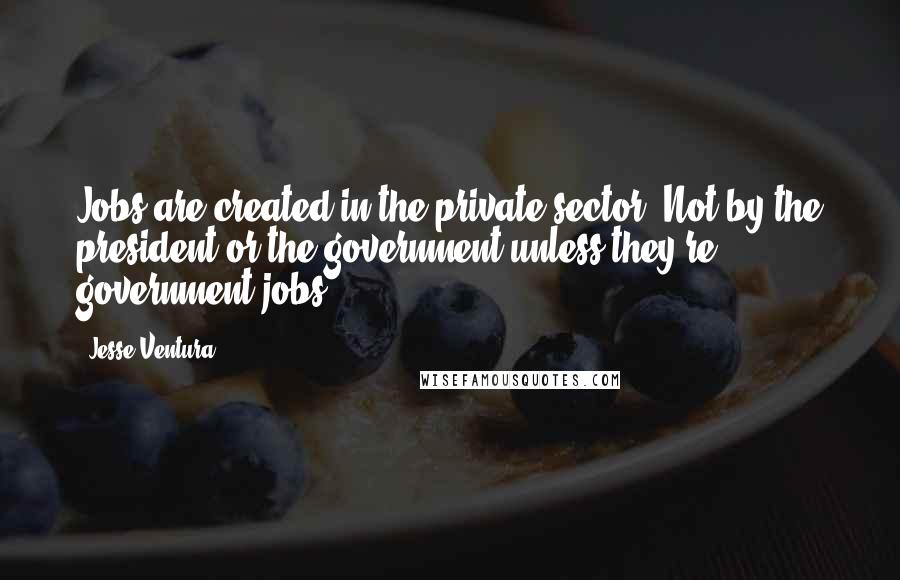 Jesse Ventura Quotes: Jobs are created in the private sector. Not by the president or the government unless they're government jobs.