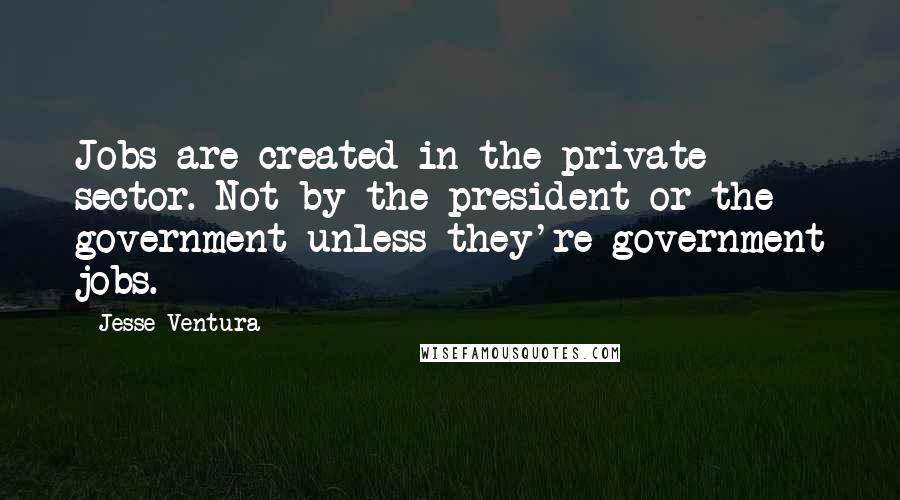 Jesse Ventura Quotes: Jobs are created in the private sector. Not by the president or the government unless they're government jobs.