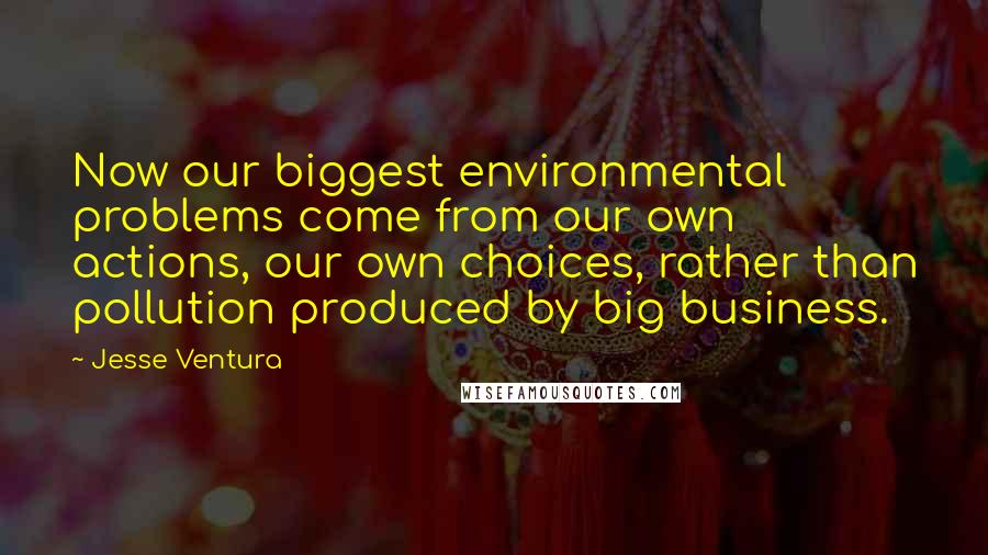 Jesse Ventura Quotes: Now our biggest environmental problems come from our own actions, our own choices, rather than pollution produced by big business.