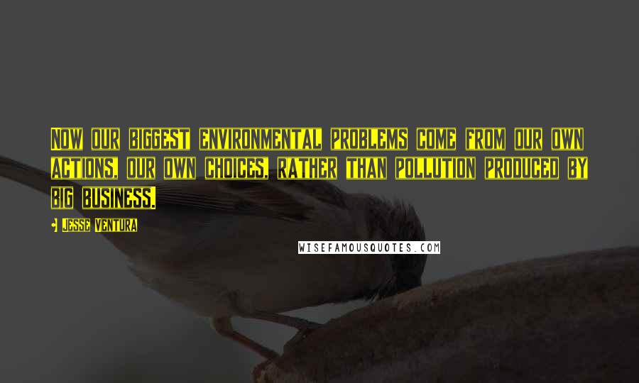Jesse Ventura Quotes: Now our biggest environmental problems come from our own actions, our own choices, rather than pollution produced by big business.