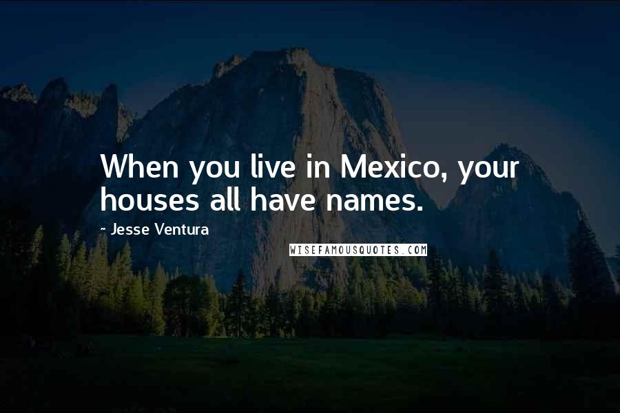 Jesse Ventura Quotes: When you live in Mexico, your houses all have names.