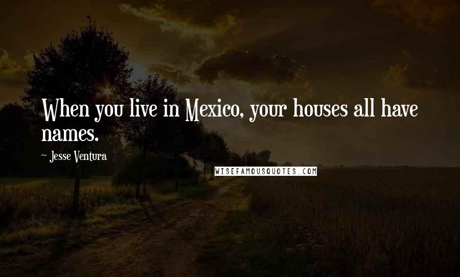 Jesse Ventura Quotes: When you live in Mexico, your houses all have names.
