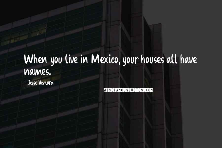 Jesse Ventura Quotes: When you live in Mexico, your houses all have names.