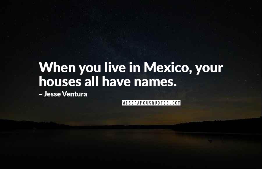 Jesse Ventura Quotes: When you live in Mexico, your houses all have names.