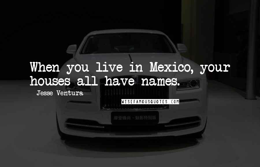 Jesse Ventura Quotes: When you live in Mexico, your houses all have names.