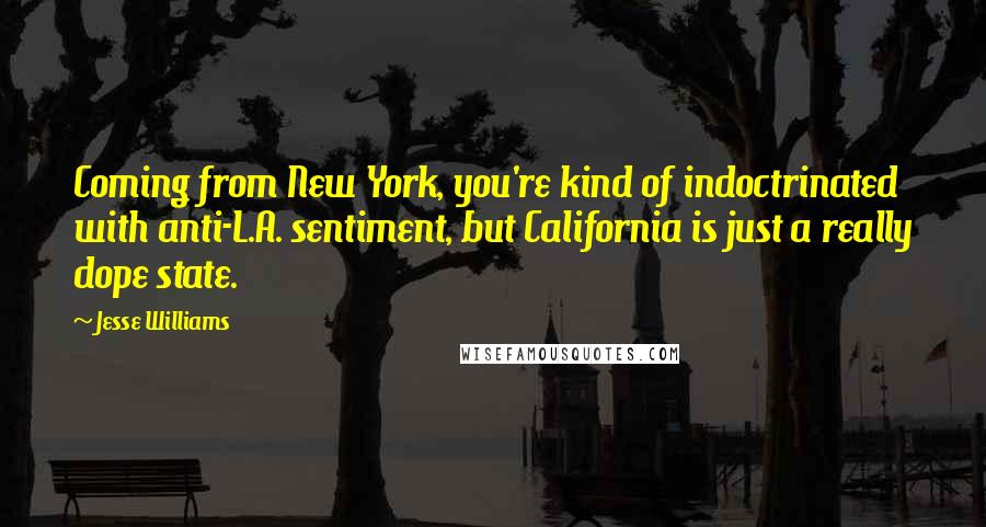 Jesse Williams Quotes: Coming from New York, you're kind of indoctrinated with anti-L.A. sentiment, but California is just a really dope state.