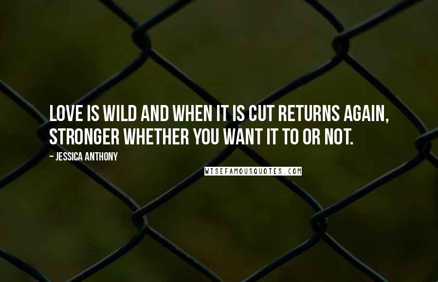 Jessica Anthony Quotes: Love is wild and when it is cut returns again, stronger whether you want it to or not.