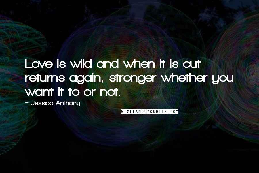 Jessica Anthony Quotes: Love is wild and when it is cut returns again, stronger whether you want it to or not.