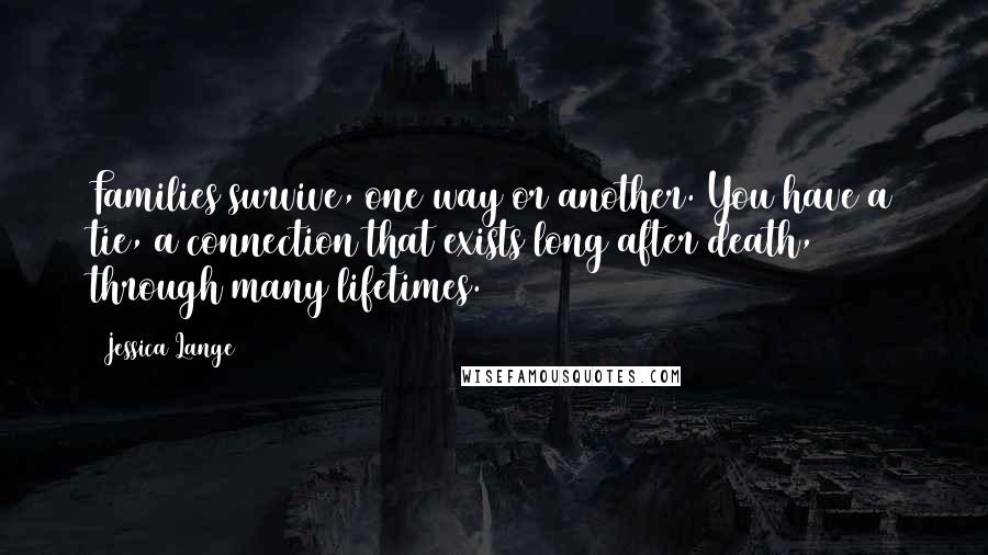 Jessica Lange Quotes: Families survive, one way or another. You have a tie, a connection that exists long after death, through many lifetimes.