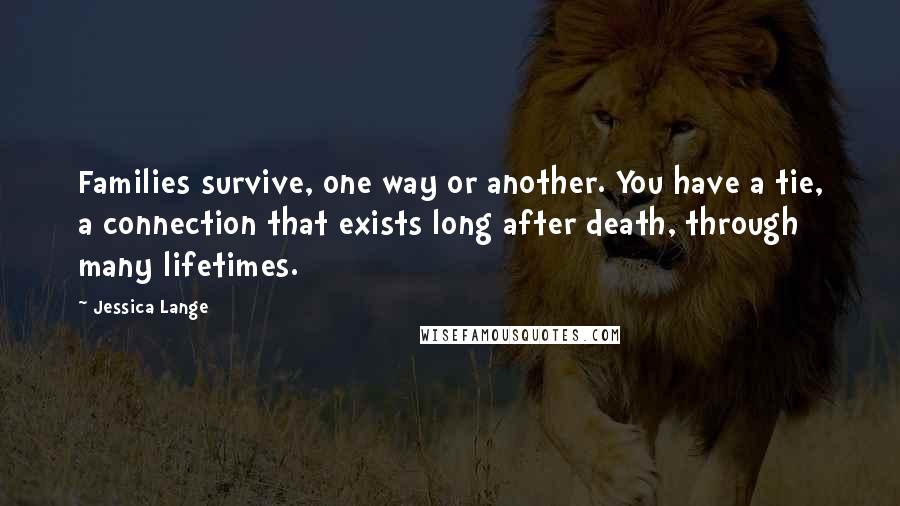 Jessica Lange Quotes: Families survive, one way or another. You have a tie, a connection that exists long after death, through many lifetimes.