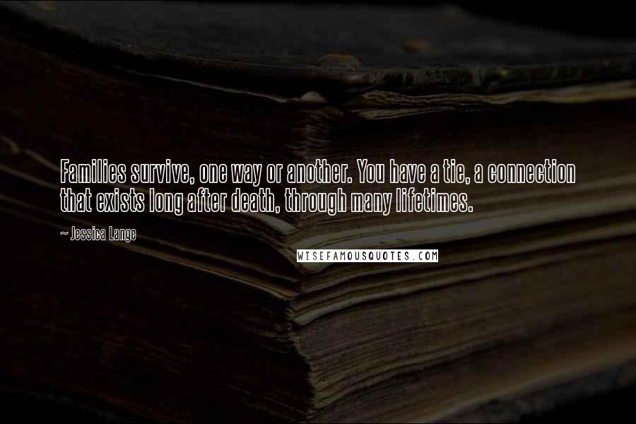 Jessica Lange Quotes: Families survive, one way or another. You have a tie, a connection that exists long after death, through many lifetimes.