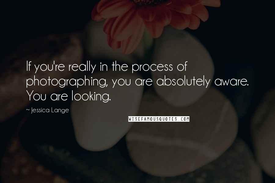 Jessica Lange Quotes: If you're really in the process of photographing, you are absolutely aware. You are looking.