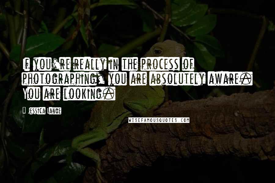 Jessica Lange Quotes: If you're really in the process of photographing, you are absolutely aware. You are looking.