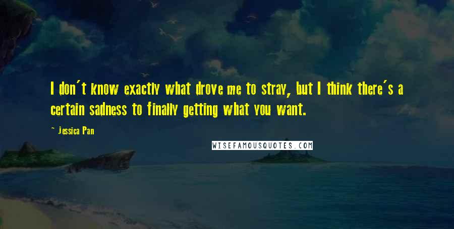 Jessica Pan Quotes: I don't know exactly what drove me to stray, but I think there's a certain sadness to finally getting what you want.