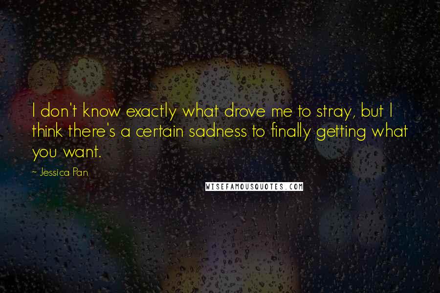 Jessica Pan Quotes: I don't know exactly what drove me to stray, but I think there's a certain sadness to finally getting what you want.