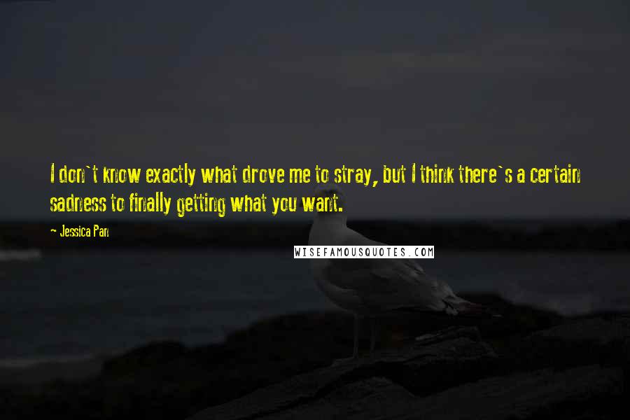 Jessica Pan Quotes: I don't know exactly what drove me to stray, but I think there's a certain sadness to finally getting what you want.