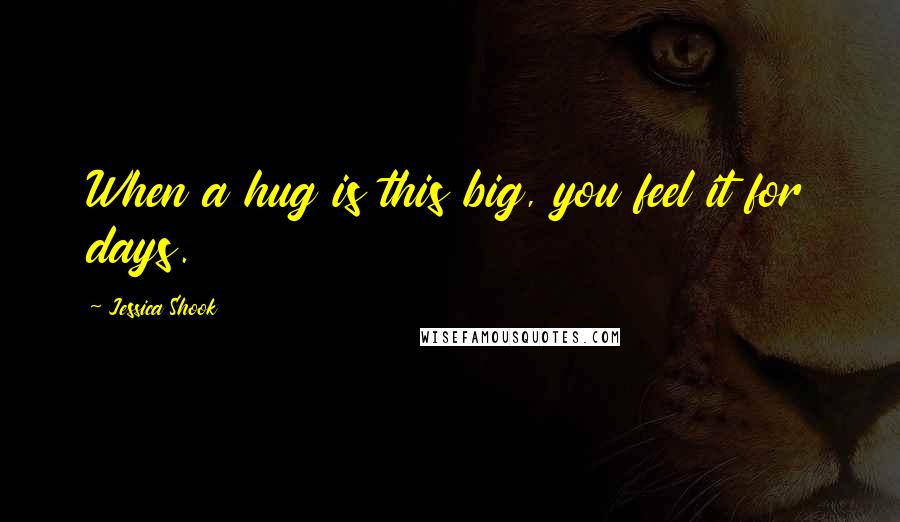 Jessica Shook Quotes: When a hug is this big, you feel it for days.