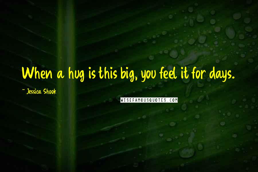 Jessica Shook Quotes: When a hug is this big, you feel it for days.