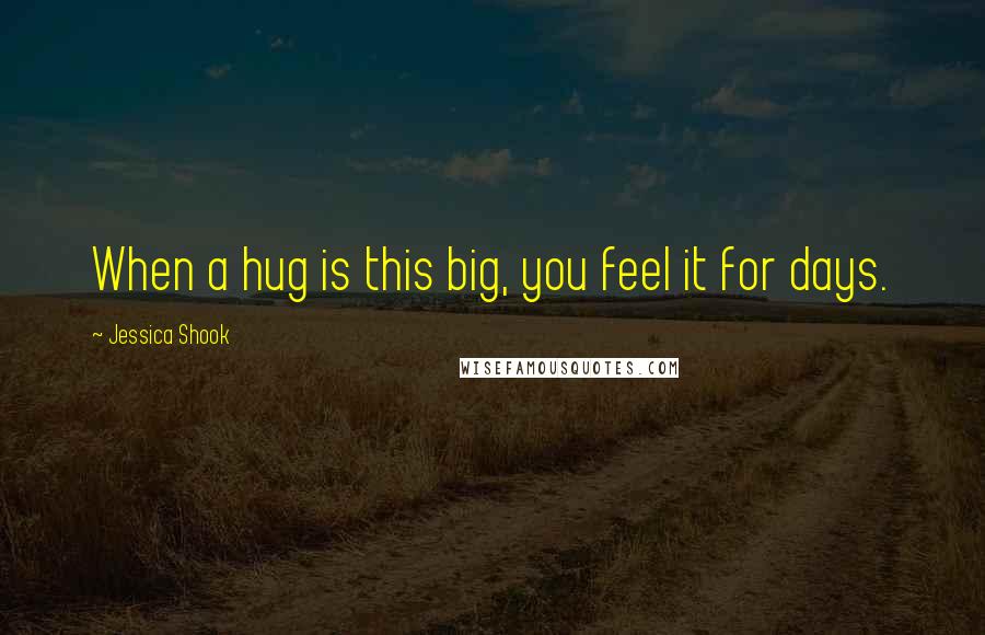 Jessica Shook Quotes: When a hug is this big, you feel it for days.