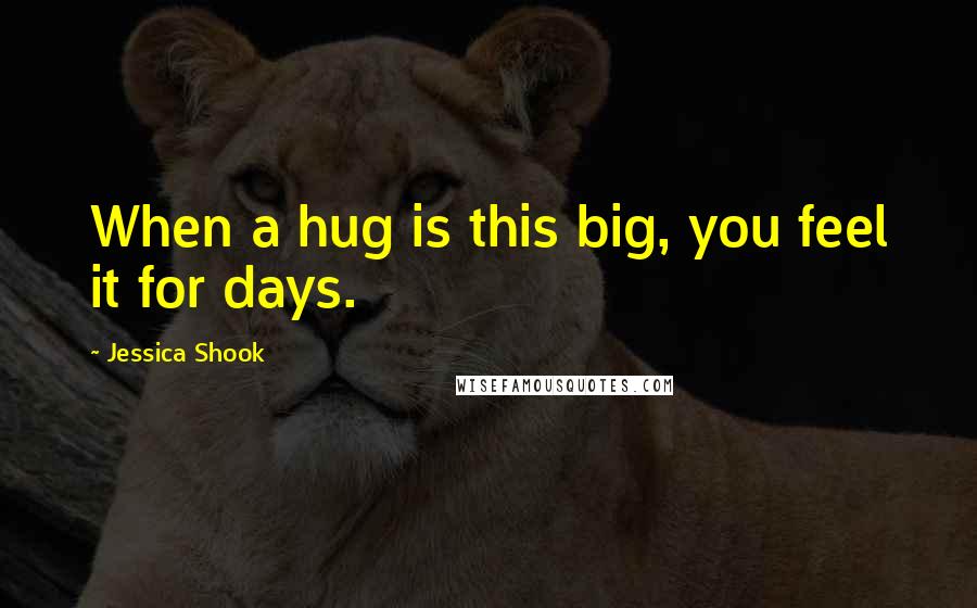 Jessica Shook Quotes: When a hug is this big, you feel it for days.