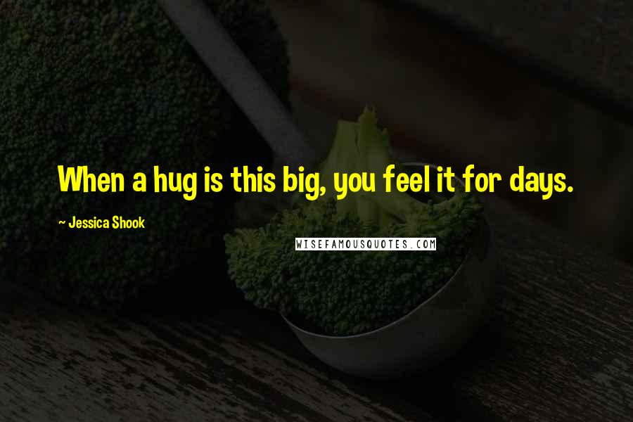 Jessica Shook Quotes: When a hug is this big, you feel it for days.