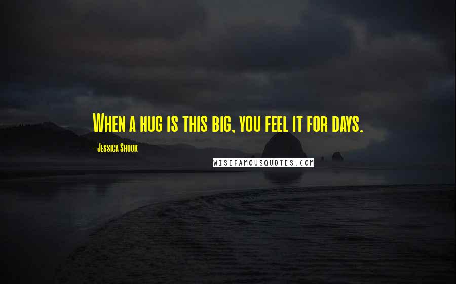 Jessica Shook Quotes: When a hug is this big, you feel it for days.