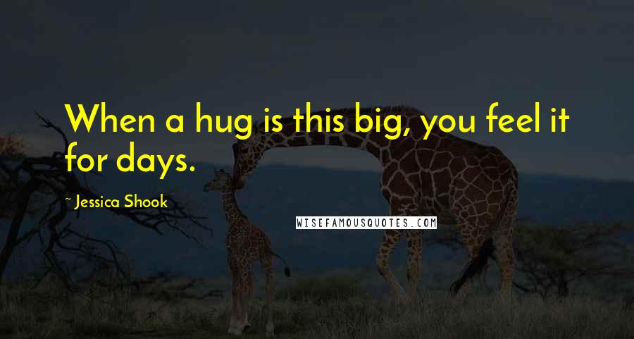 Jessica Shook Quotes: When a hug is this big, you feel it for days.
