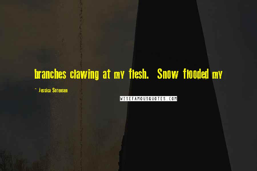 Jessica Sorensen Quotes: branches clawing at my flesh.  Snow flooded my
