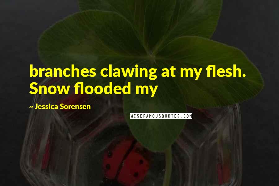 Jessica Sorensen Quotes: branches clawing at my flesh.  Snow flooded my