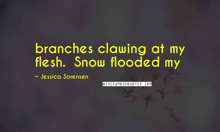 Jessica Sorensen Quotes: branches clawing at my flesh.  Snow flooded my