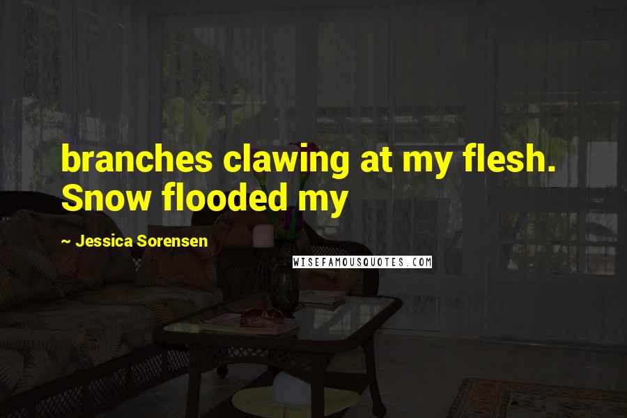 Jessica Sorensen Quotes: branches clawing at my flesh.  Snow flooded my