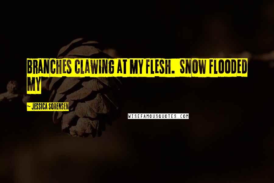 Jessica Sorensen Quotes: branches clawing at my flesh.  Snow flooded my