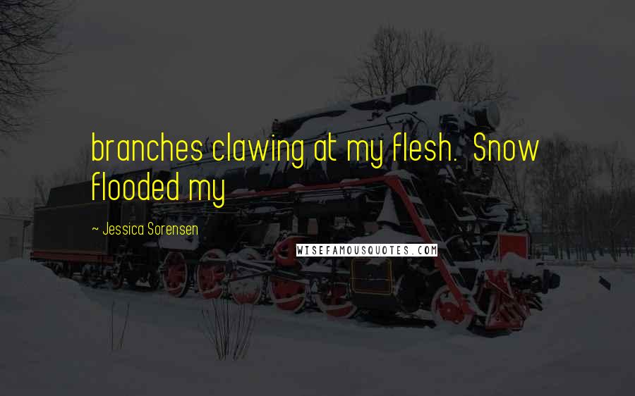 Jessica Sorensen Quotes: branches clawing at my flesh.  Snow flooded my