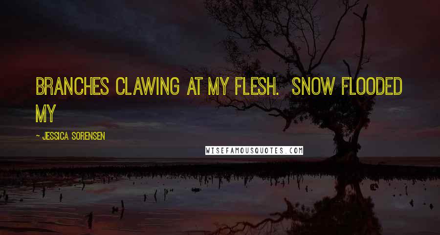 Jessica Sorensen Quotes: branches clawing at my flesh.  Snow flooded my