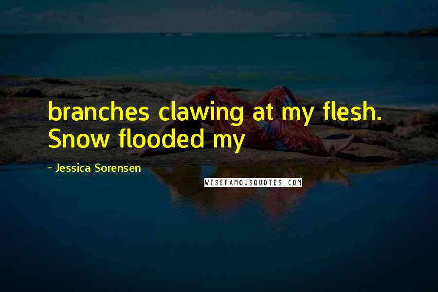 Jessica Sorensen Quotes: branches clawing at my flesh. Snow flooded my