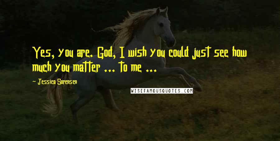 Jessica Sorensen Quotes: Yes, you are. God, I wish you could just see how much you matter ... to me ...