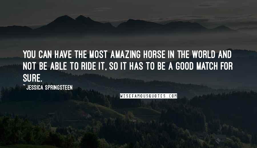 Jessica Springsteen Quotes: You can have the most amazing horse in the world and not be able to ride it, so it has to be a good match for sure.
