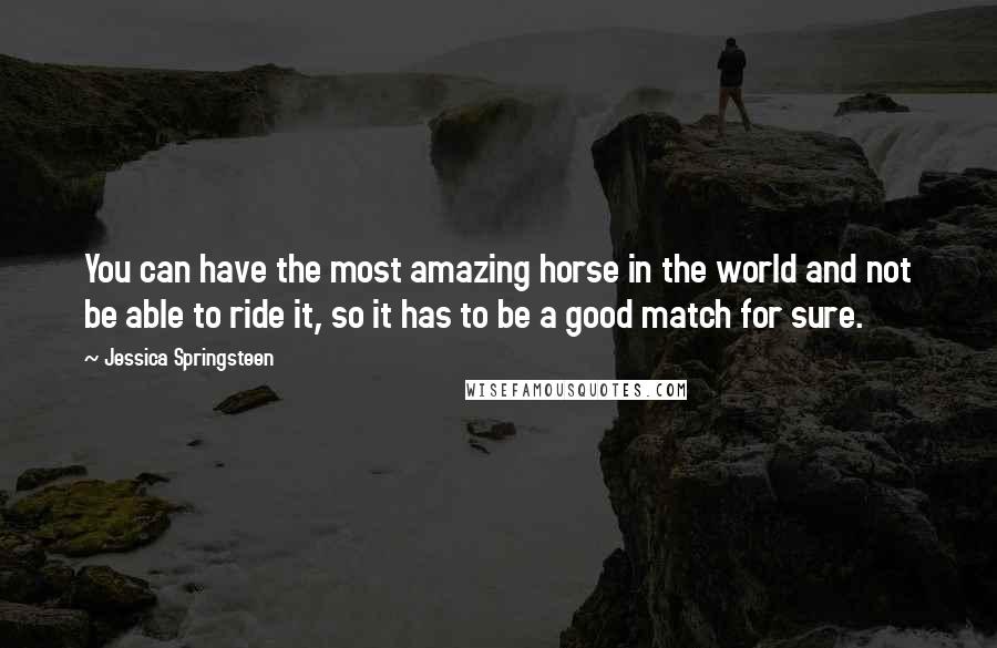 Jessica Springsteen Quotes: You can have the most amazing horse in the world and not be able to ride it, so it has to be a good match for sure.
