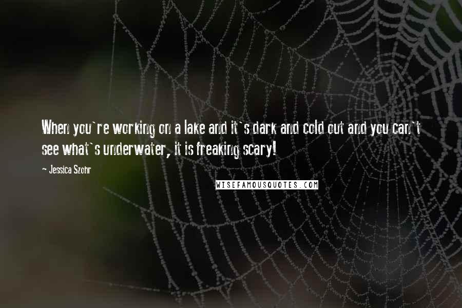 Jessica Szohr Quotes: When you're working on a lake and it's dark and cold out and you can't see what's underwater, it is freaking scary!